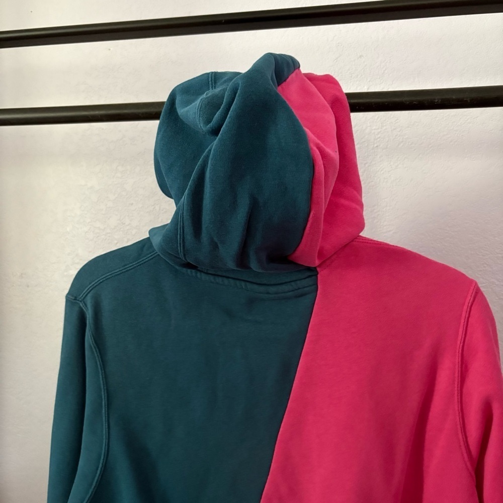 NIKE sz M DIY Fleece Hoodie FULL Zip Pink Blue Half Long Sleeve - Picture 3 of 11